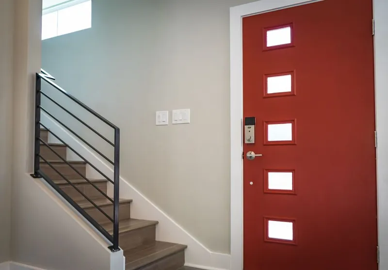 A fiberglass entry door